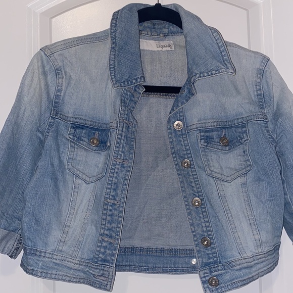 Cropped denim jean jacket - Picture 2 of 3